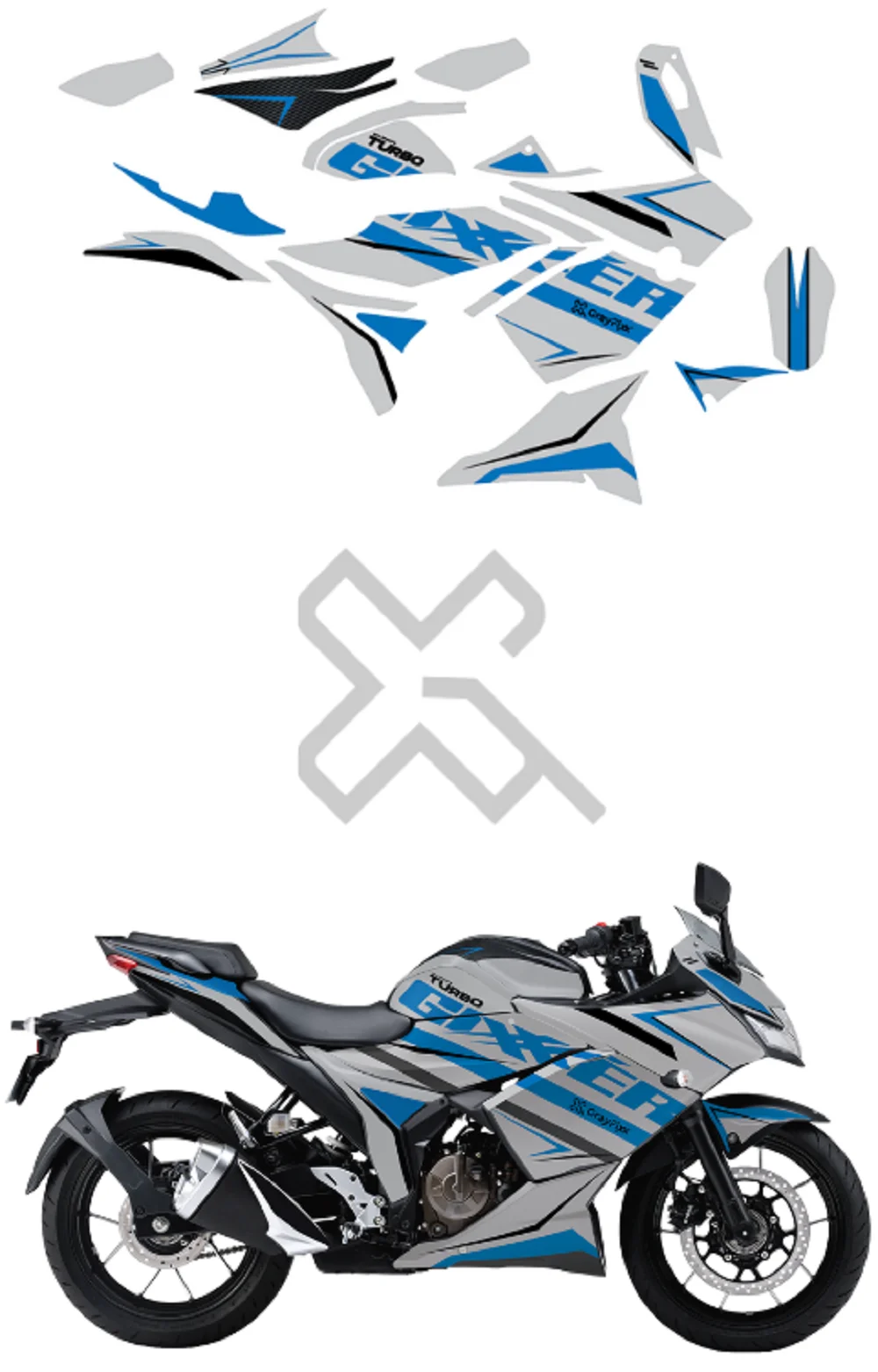 Turbo Edition Full Body Sticker Compatible with Gixxer SF 250 Made In Premium Gloss Vinyl With FPF(Fade Protection Film), Water Proof, Precut Sticker, Pack of 1 Compatible with Both Side
